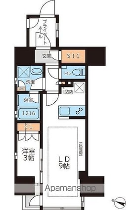 グランカーサ本駒込[1LDK/36.56m2]の間取図