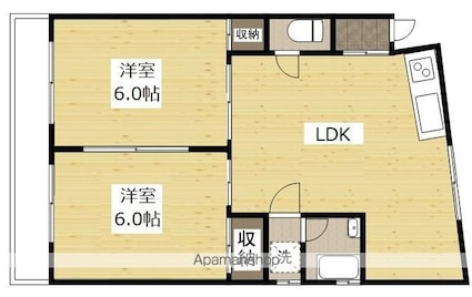 広島県広島市中区舟入本町[2LDK/59.4m2]の間取図