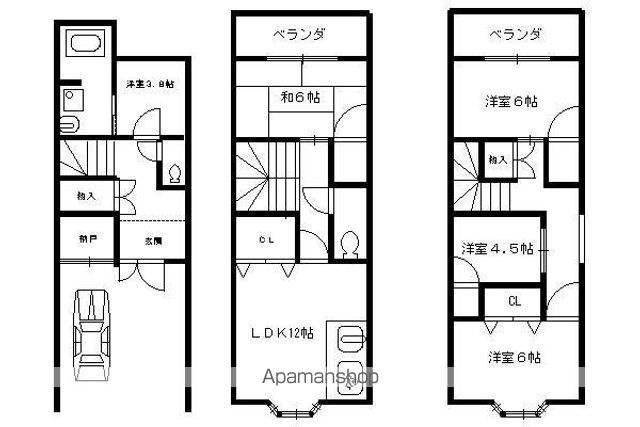 京都市烏丸線 北大路駅 徒歩33分 3階建 築36年の間取り写真