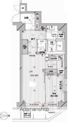 メインステージ蔵前[1LDK/39.64m2]の間取図