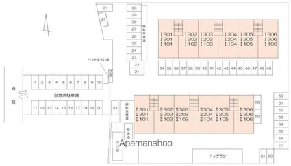 Ｋ’ｓＢ三条Ⅰ・Ⅱ[3LDK/79.2m2]の配置図