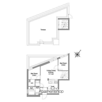 コンフォリア・リヴ渋谷本町[2LDK/49.24m2]の間取図