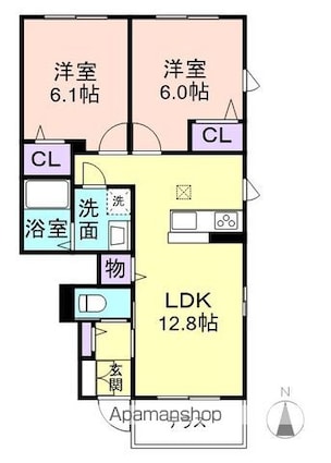シャーメゾンフローラ[2LDK/54.61m2]の間取図