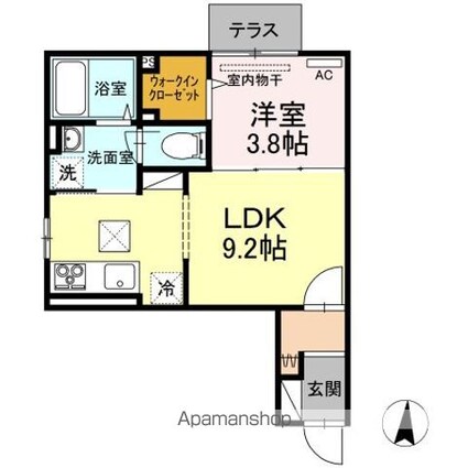 クロノス天神[1LDK/33.07m2]の間取図