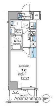 ミリアレジデンス新宿御苑[1K/25.03m2]の間取図