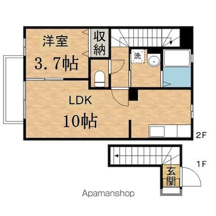 リヴェールβ[1LDK/36.95m2]の間取図