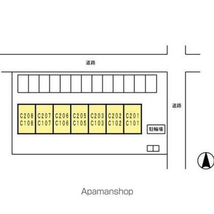 メゾンたちばな　Ｃ棟[1K/26.7m2]の配置図