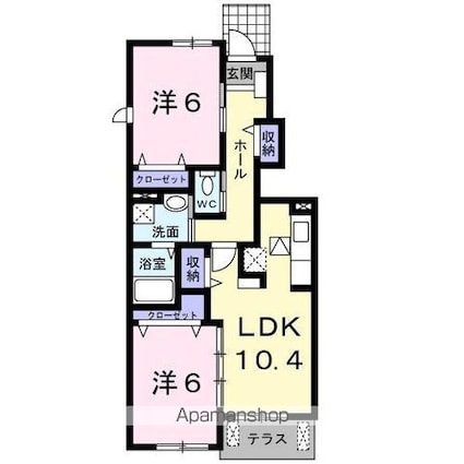 リバーヒルＢ[2LDK/55.42m2]の間取図