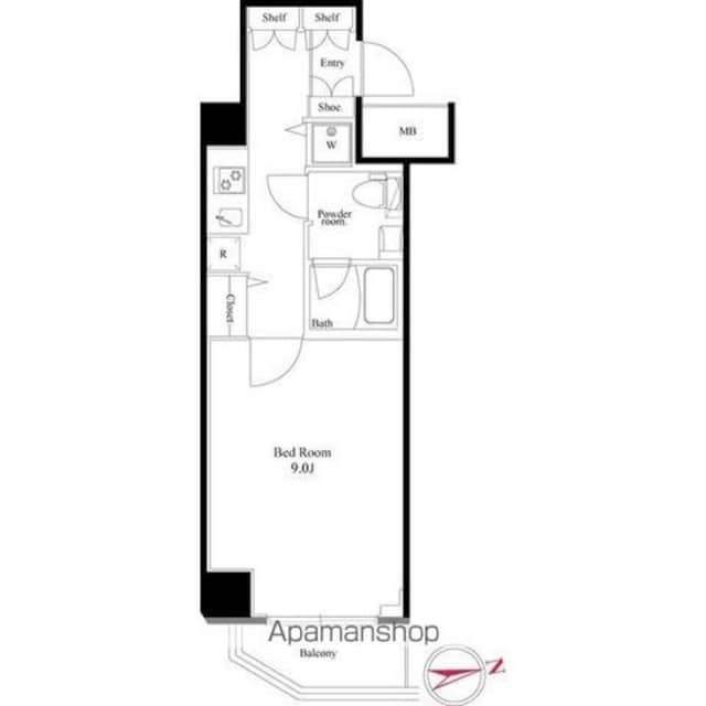 東京都新宿区西新宿４丁目[1K/29.62m2]の間取図