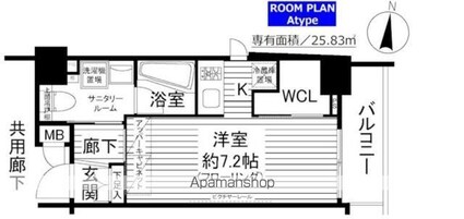ステージファースト明大前アジールコート[1R/25.83m2]の間取図