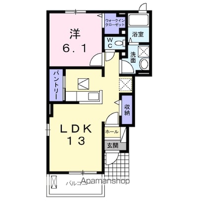 千葉県香取市小見川[1LDK/45.77m2]の間取図