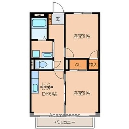 メゾンプチシャトー出口　Ｂ館[2DK/45.31m2]の間取図