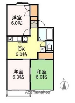 クレール花京院[3K/49.5m2]の間取図