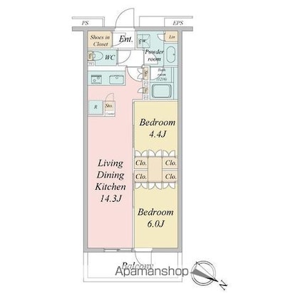 ブランシエスタ目黒中央町[2LDK/52.72m2]の間取図