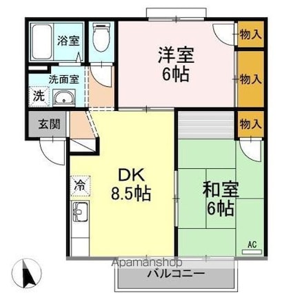 香川県高松市円座町[2DK/49.4m2]の間取図