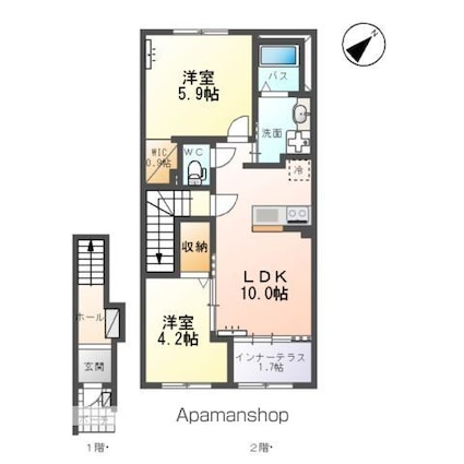 クララメンテ[2LDK/53.8m2]の間取図