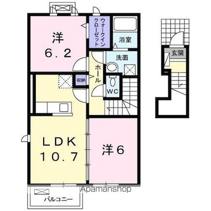 香川県高松市国分寺町国分[2LDK/57.32m2]の間取図