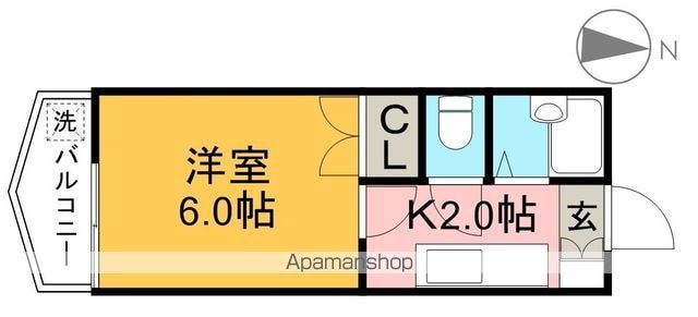 高知県高知市新田町[1K/19.44m2]の間取図