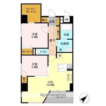 Ｍｕｒｒａｙ　Ｈｉｌｌ[2LDK/67.12m2]の間取図