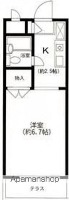 東京都世田谷区上馬４丁目[1R/18.69m2]の間取図