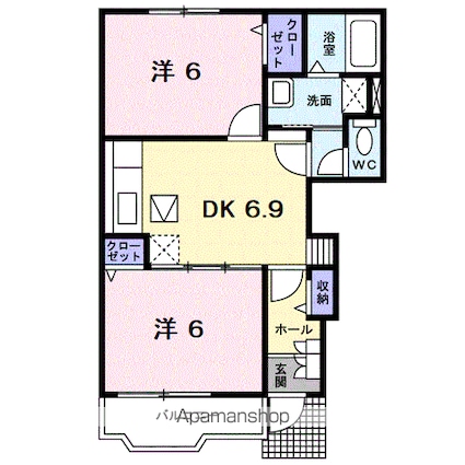 滋賀県長浜市高月町柏原[2DK/46.22m2]の間取図