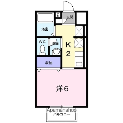 スモールフォレストＢ[1K/24.84m2]の間取図