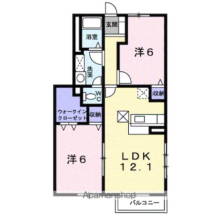 ドゥー　ベルジュＢ[2LDK/56.8m2]の間取図