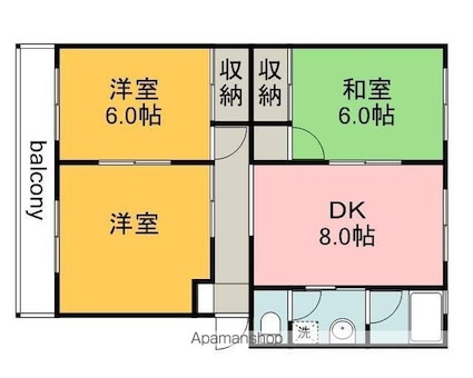 広島県広島市西区古江西町[3DK/61.39m2]の間取図