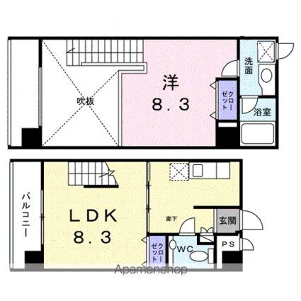 ＹＵーＣＯＵＲＴ中野坂上[1LDK/52.17m2]の間取図