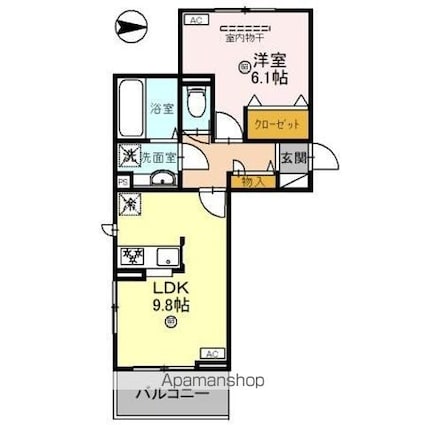 ＢＲＡＮＳＩＡ膳所（ブランシア）[1LDK/40.67m2]の間取図