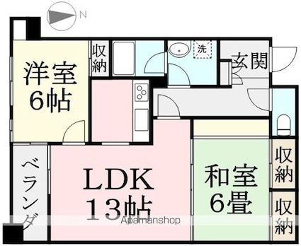 ラ・ヴィーダ高道[2LDK/62.79m2]の間取図