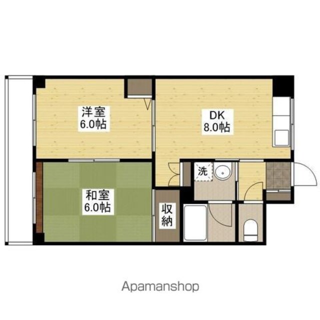 祇園ロイヤル[2DK/46.63m2]の間取図