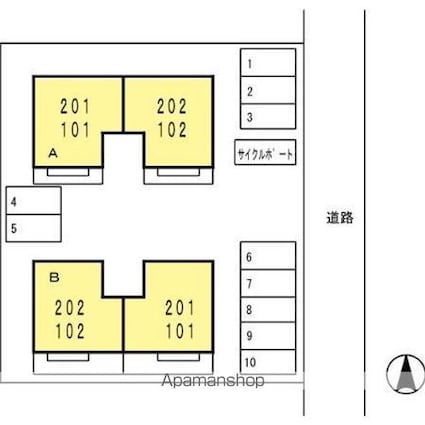 セジュール花尻　Ａ棟[3DK/52.99m2]の配置図