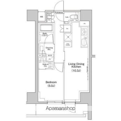 ザ・パークハビオ中野富士見町ガーデン[1LDK/40.36m2]の間取図