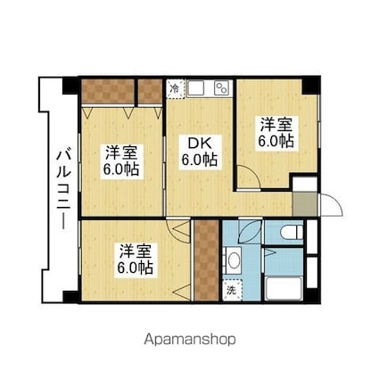 フェリオ市駅西Ⅱ[3DK/58.32m2]の間取図