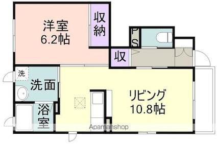 和歌山県和歌山市六十谷[1LDK/43.05m2]の間取図