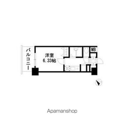 ドエルイン月島[1K/21.6m2]の間取図