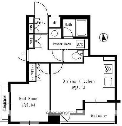 コンフォリア西早稲田[1DK/37.61m2]の間取図