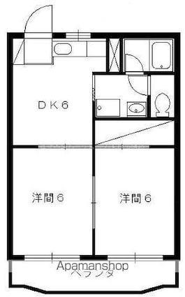 コーポラスサンライズＢ[2DK/38.88m2]の間取図
