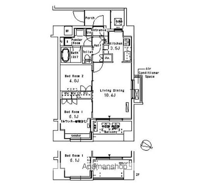 パークアクシス三宿[2LDK/53.04m2]の間取図