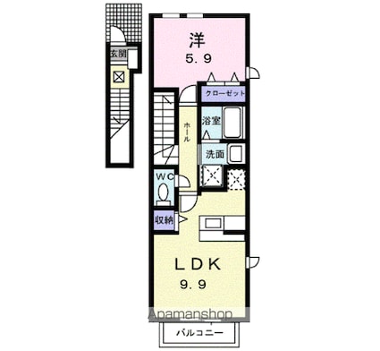 ネオハイムＣ[1LDK/41.98m2]の間取図