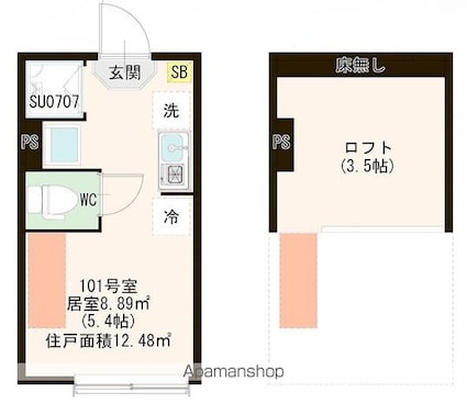 ハーモニーテラス板橋宮本町[1R/12m2]の間取図