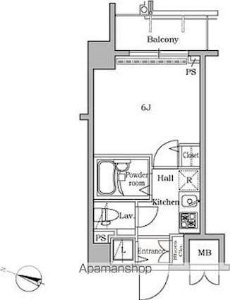 東京都渋谷区広尾５丁目[1K/19.67m2]の間取図