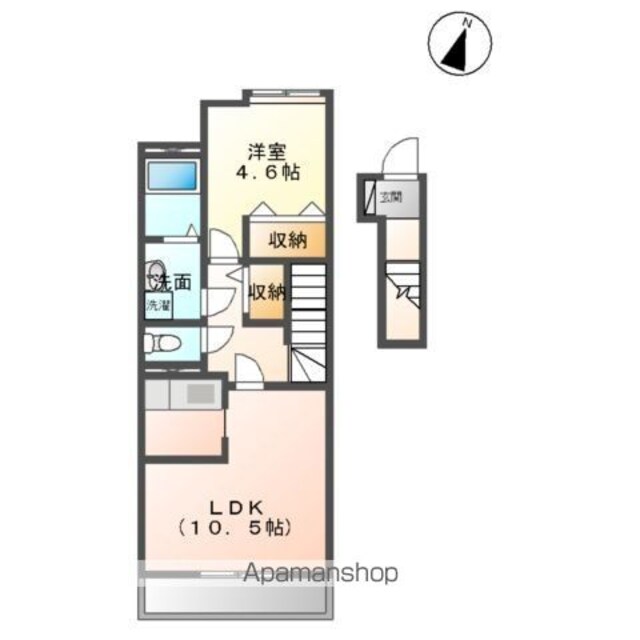 ランド・ヴェルジュ[1LDK/42.84m2]の間取図
