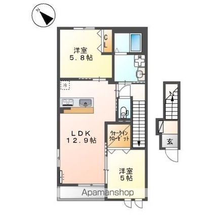 ライジングムサシ[2LDK/54.7m2]の間取図