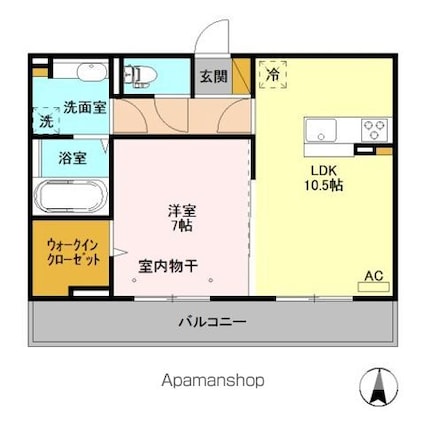 モルゲンロート　　星[1LDK/45.04m2]の間取図