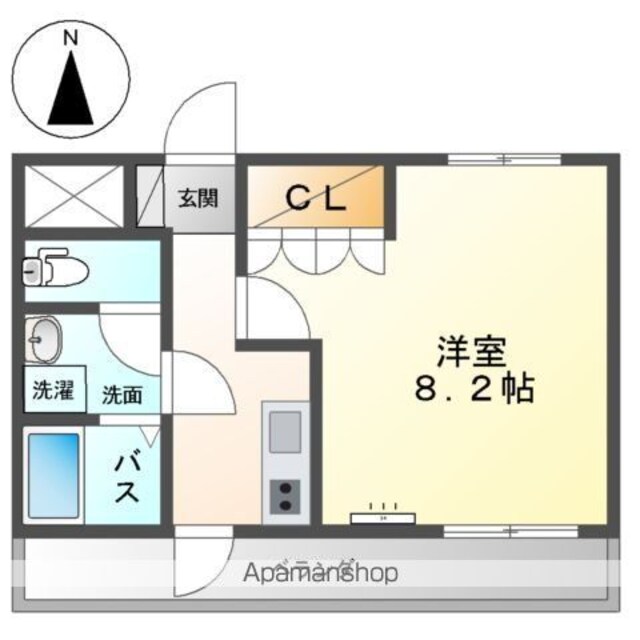 ボンヌール[1K/27.3m2]の間取図