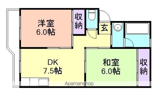 フェリースマンション[2DK/45.37m2]の間取図