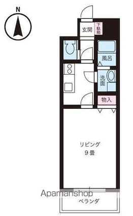 シャンティ平和通[1K/28.65m2]の間取図