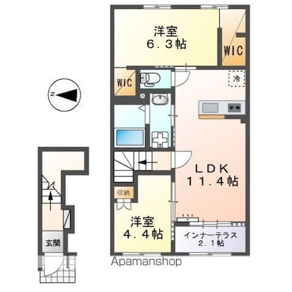 ）Ｌｉｇｈｔ　ｓｎｏｗ[2LDK/58.17m2]の間取図